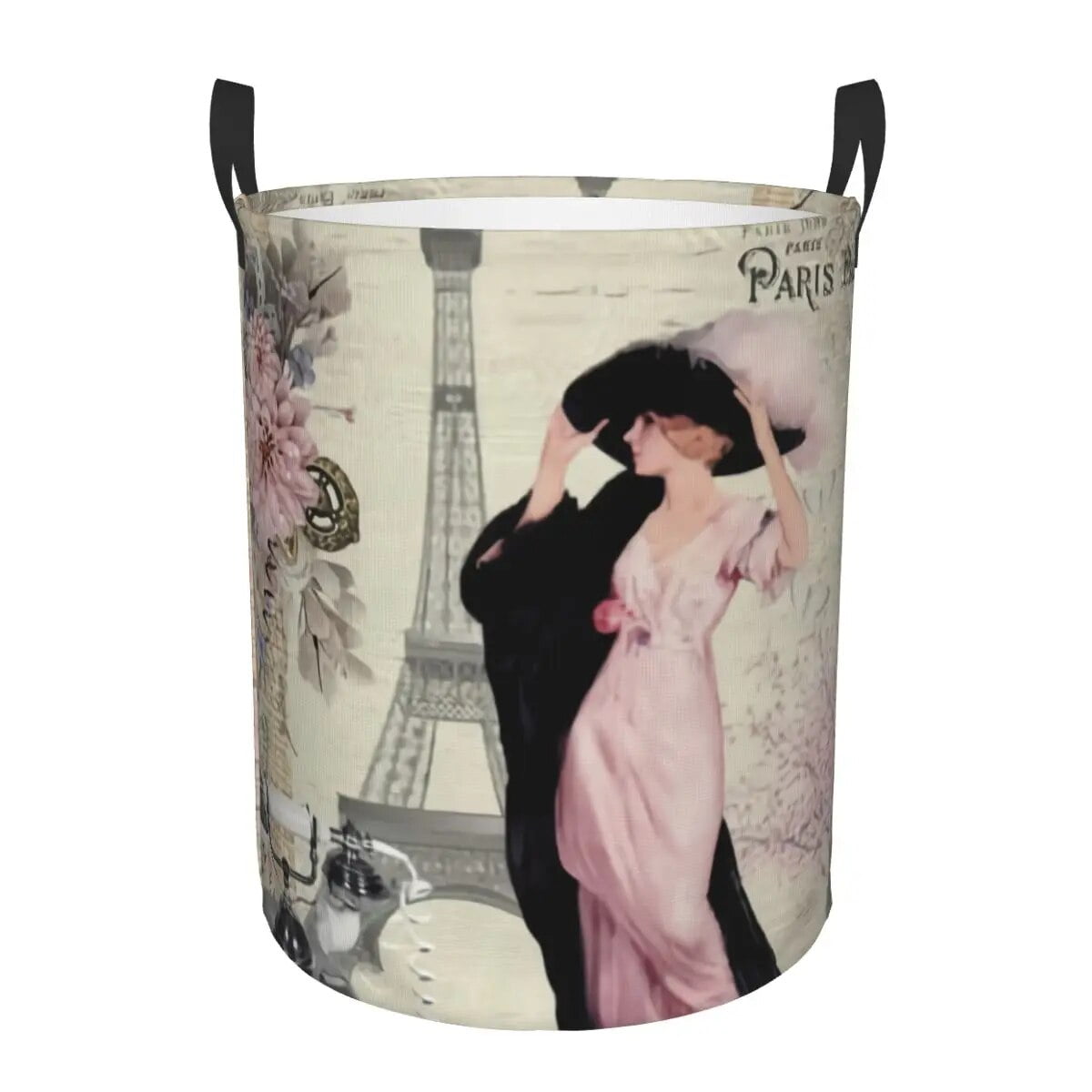 France Paris Eiffel Tower Laundry Hamper Large Storage Basket Flower
