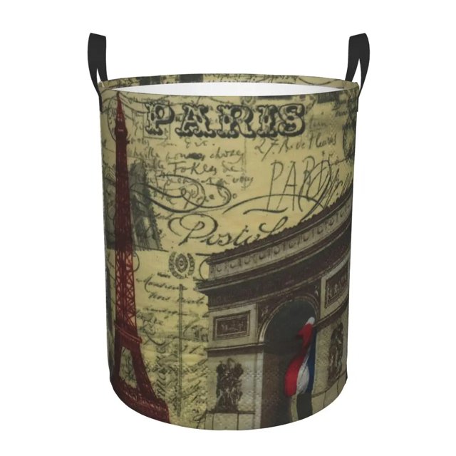 France Paris Eiffel Tower Laundry Hamper Large Storage Basket Flower