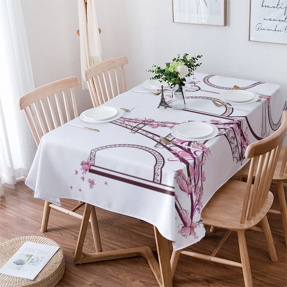 France Paris Eiffel Tower Pink White Tablecloths Waterproof Kitchen Items Coffee Table For living Room Home Decor Dining Table