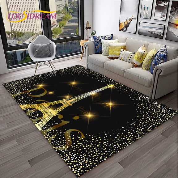France Paris Eiffel Tower Retro Carpet Rug for Home Living Room Bedroom Sofa Doormat r Kids Play Area Rug Non-slip Floor Mat