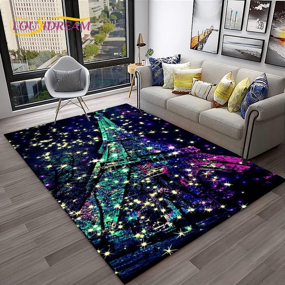 France Paris Eiffel Tower Retro Carpet Rug for Home Living Room Bedroom Sofa Doormat r Kids Play Area Rug Non-slip Floor Mat