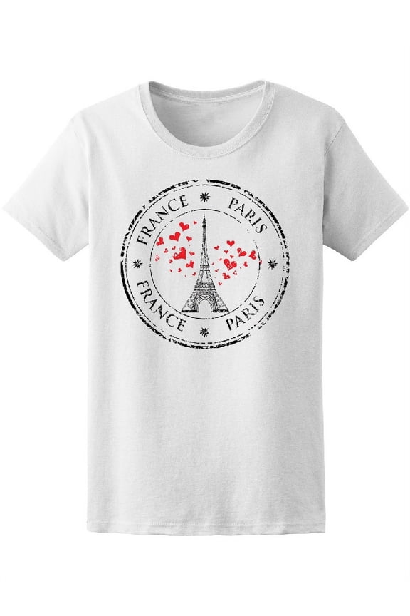 France Paris Heart Eiffel T-Shirt Women -Image by Shutterstock, Female Medium