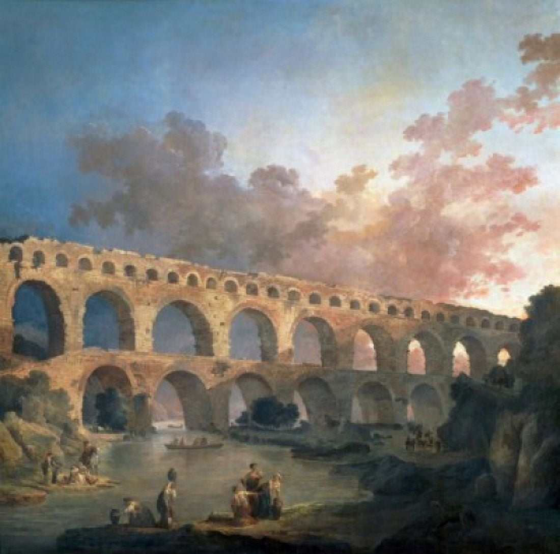 France Paris Musee Du Louvre Pont Du Gard by Hubert Robert (1733-1808) Canvas Art - Hubert Robert (18 x 24)