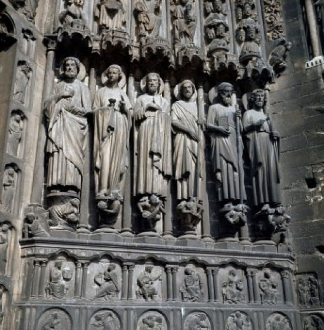 France Paris Notre Dame Cathedral Carving on facade Canvas Art - (24 x 36)
