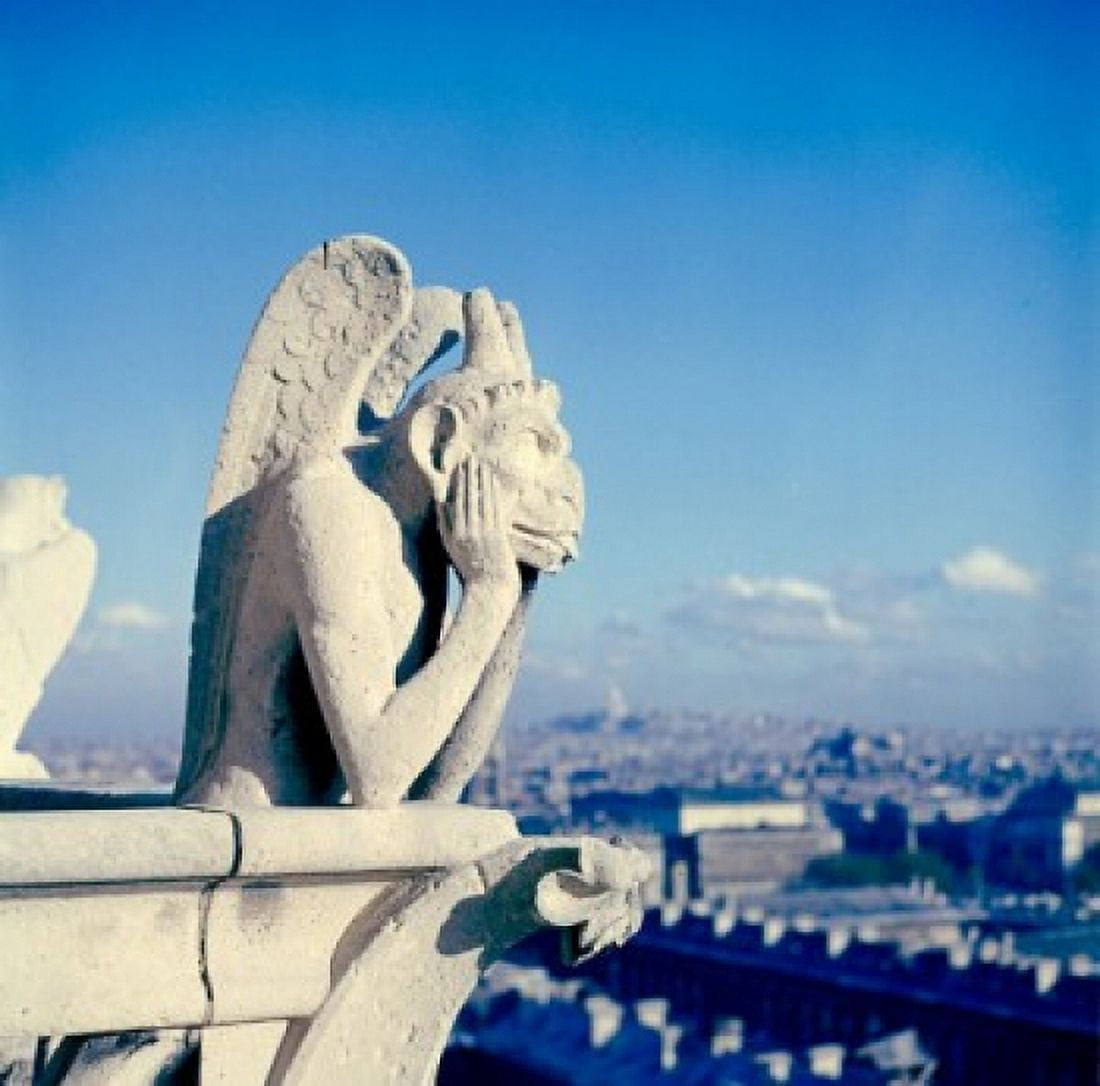 France Paris Notre Dame Cathedral gargoyle Canvas Art - (18 x 24)