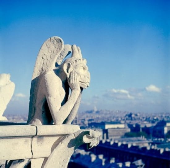 France Paris Notre Dame Cathedral gargoyle Canvas Art - (24 x 36)