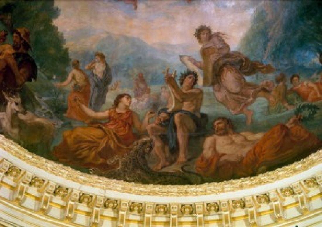 France Paris Palais Du Luxembourg French Senate Library ceiling fresco by Eugene Delacroix (1798-1863) Canvas Art - Eugene Delacroix (18 x 24)