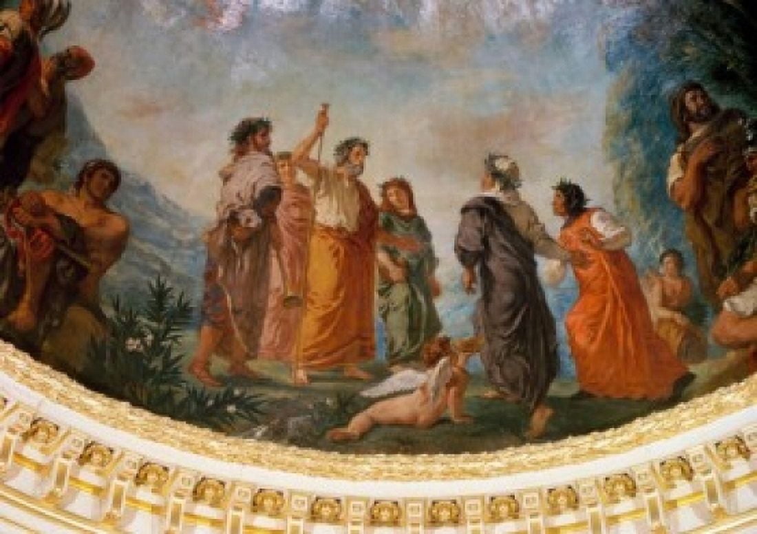 France Paris Palais Du Luxembourg French Senate Library ceiling fresco by Eugene Delacroix (1798-1863) Canvas Art - Eugene Delacroix (24 x 36)