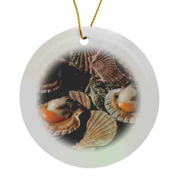 3drose, France, Paris. Scallops, Thursday Market, Boulevard Saint-germain, Circle Porcelain Ornament
