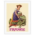 thumbnail image 1 of France - Picking Grapes in French Wine Vineyard - Vintage Travel Poster by Len Oehmen c.1960s - Fine Art Rolled Canvas Print 20in x 26in, 1 of 4