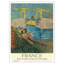 France - Provence - La Camargue - Langlois Bridge at Arles with Women Washing - Vintage Travel Poster by Vincent van Gogh c.1888 - Master Art Print (Unframed) 9in x 12in