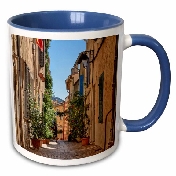 3drose, France, Provence. Street Scene., 11oz Two-tone Blue Mug