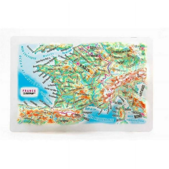 France Raised Relief Map, Framed - Souvenir Size