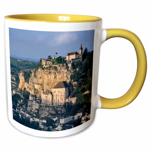 3drose, France, Rocamadour, Alzou River Sunrise - Eu09 Rer0076 - Ric Ergenbright, 11oz Two-tone Yellow Mug