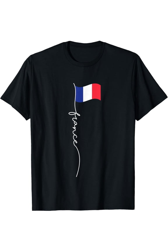 France Signature Flag Pole - Elegant Patriotic French Flag T-Shirt