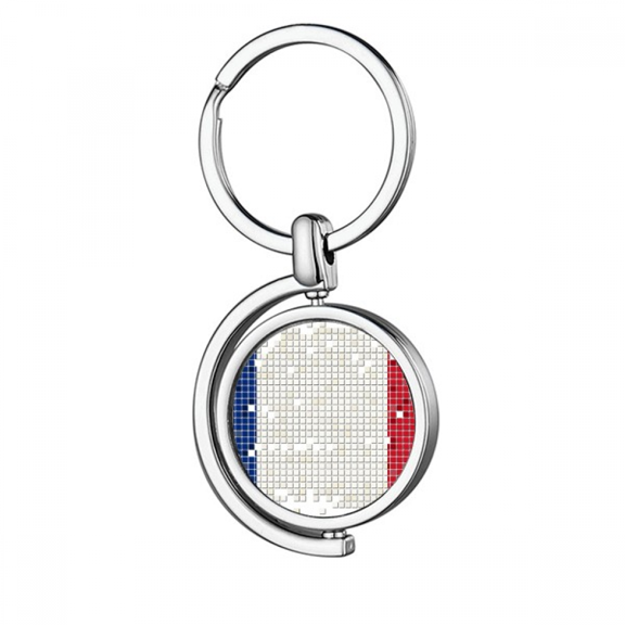 France Simple Grid National Flag Rotating Keychain Metal Keyring Holder