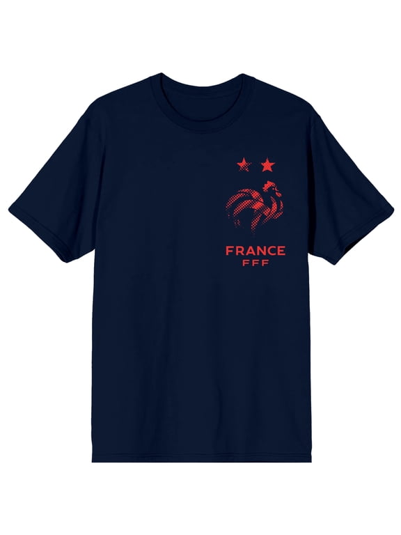 France Soccer Federation Vibrez Blues Adult Navy Crew Neck Short Sleeve T-shirt-Small
