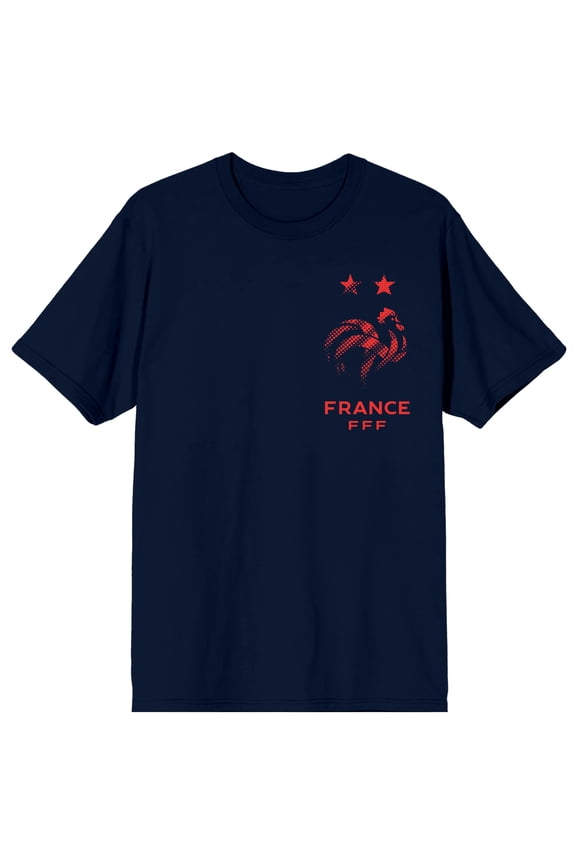 France Soccer Federation Vibrez Blues Adult Navy Crew Neck Short Sleeve T-shirt-Small