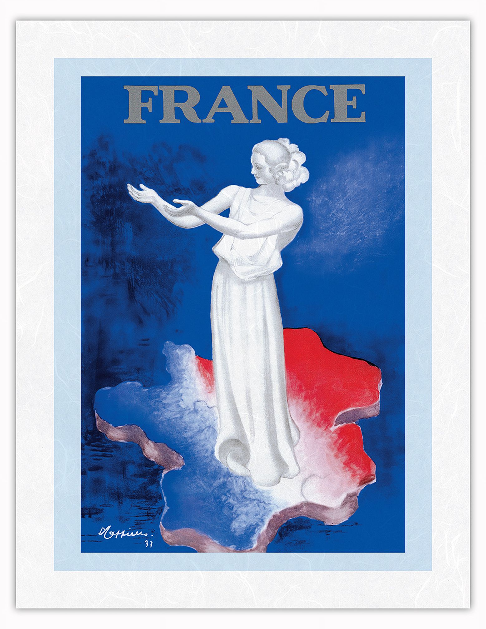 France Statuary of Marianne Vintage Travel Poster by