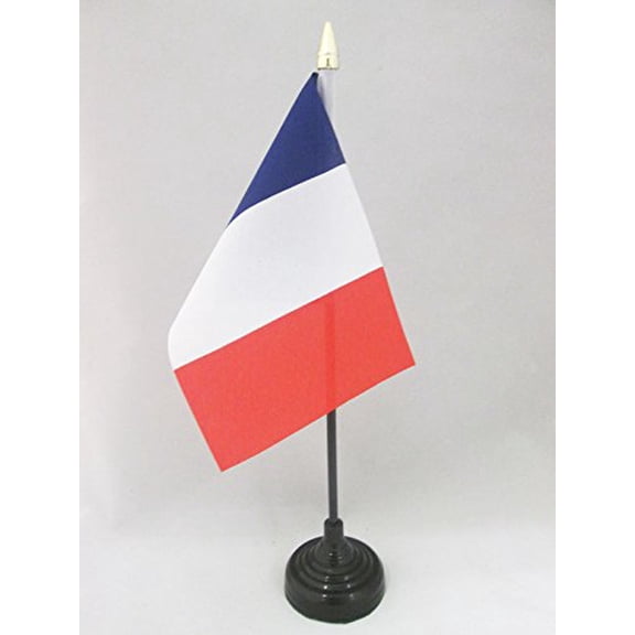 AZ Flag France Table Flag 4x6 in 100D Polyester Plastic Base 15x10 cm