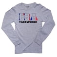 thumbnail image 1 of France Taekwondo - Olympic Games - Rio - Flag Men's Long Sleeve Grey T-Shirt, 1 of 2