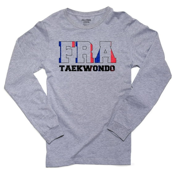 France Taekwondo - Olympic Games - Rio - Flag Men's Long Sleeve Grey T-Shirt