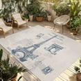thumbnail image 1 of France Towers Outdoor Rug for Patio/Deck/Porch, Non-Slip Large Area Rug 5 x 8 Ft, Retro Hand-Painted Seal Architectural Art Indoor Outdoor Rugs Washable Area Rugs, Camping Rug Carpet Runner, 1 of 8