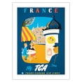 thumbnail image 1 of France - View of Paris - Fly TCA (Trans-Canada Air Lines) - Vintage Airline Travel Poster by Jacques Le Flaguais c.1954 - Fine Art Matte Paper Print (Unframed) 18x24in, 1 of 4