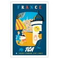 thumbnail image 1 of France - View of Paris - Fly TCA (Trans-Canada Air Lines) - Vintage Airline Travel Poster by Jacques Le Flaguais c.1954 - Fine Art Matte Paper Print (Unframed) 30x44in, 1 of 4