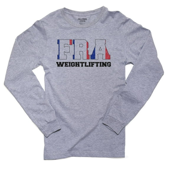 France Weightlifting - Olympic Games - Rio - Flag Men's Long Sleeve Grey T-Shirt