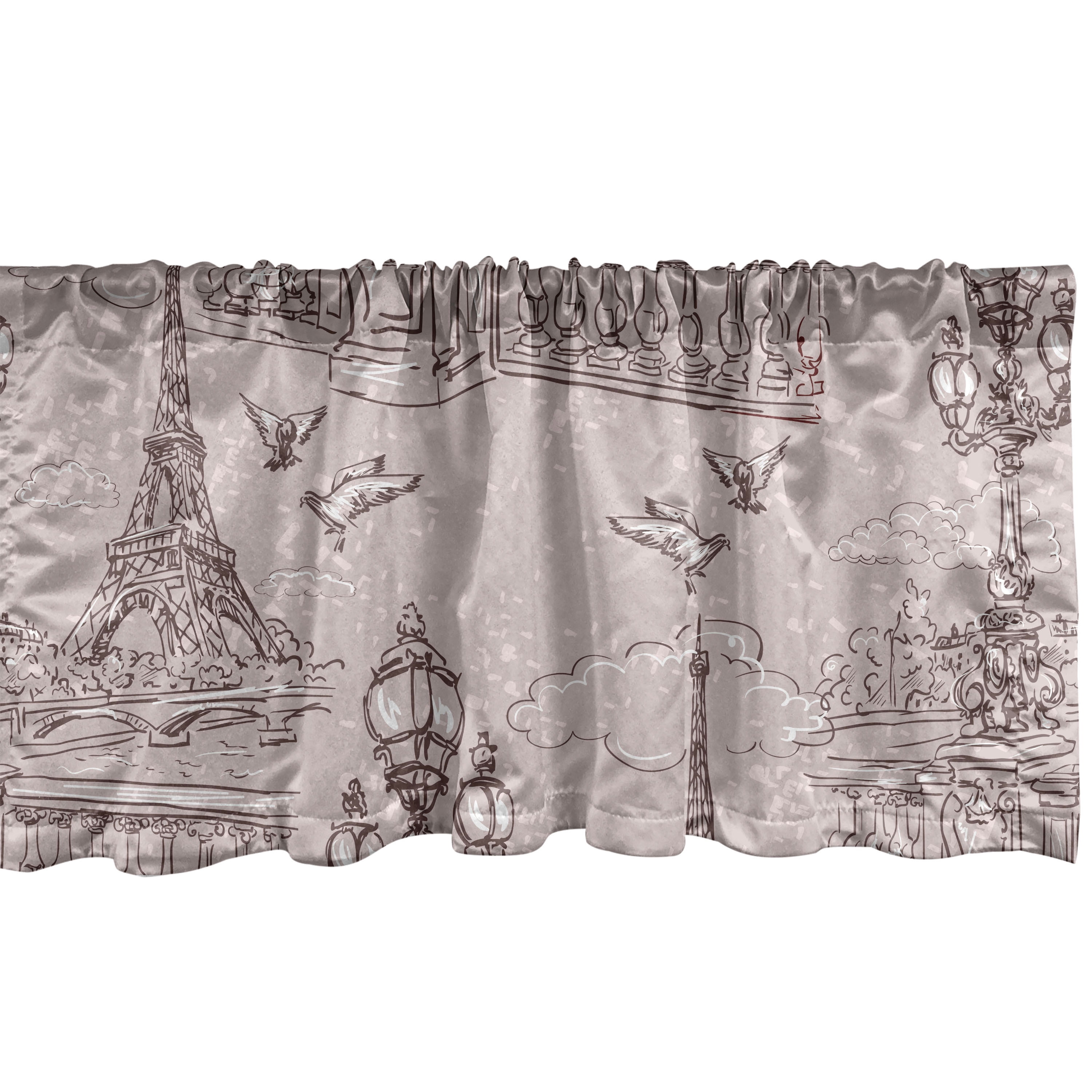 France Window Valance, Vintage Style Travel Theme Paris Eiffel Towers ...
