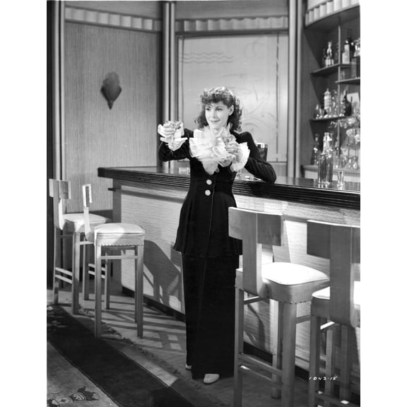 Frances Dee posed in Maid Outfit in Black and White Photo Print (8 x 10)