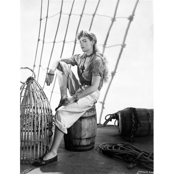 Frances Farmer sitting on a Barrel Portrait Photo Print (24 x 30)
