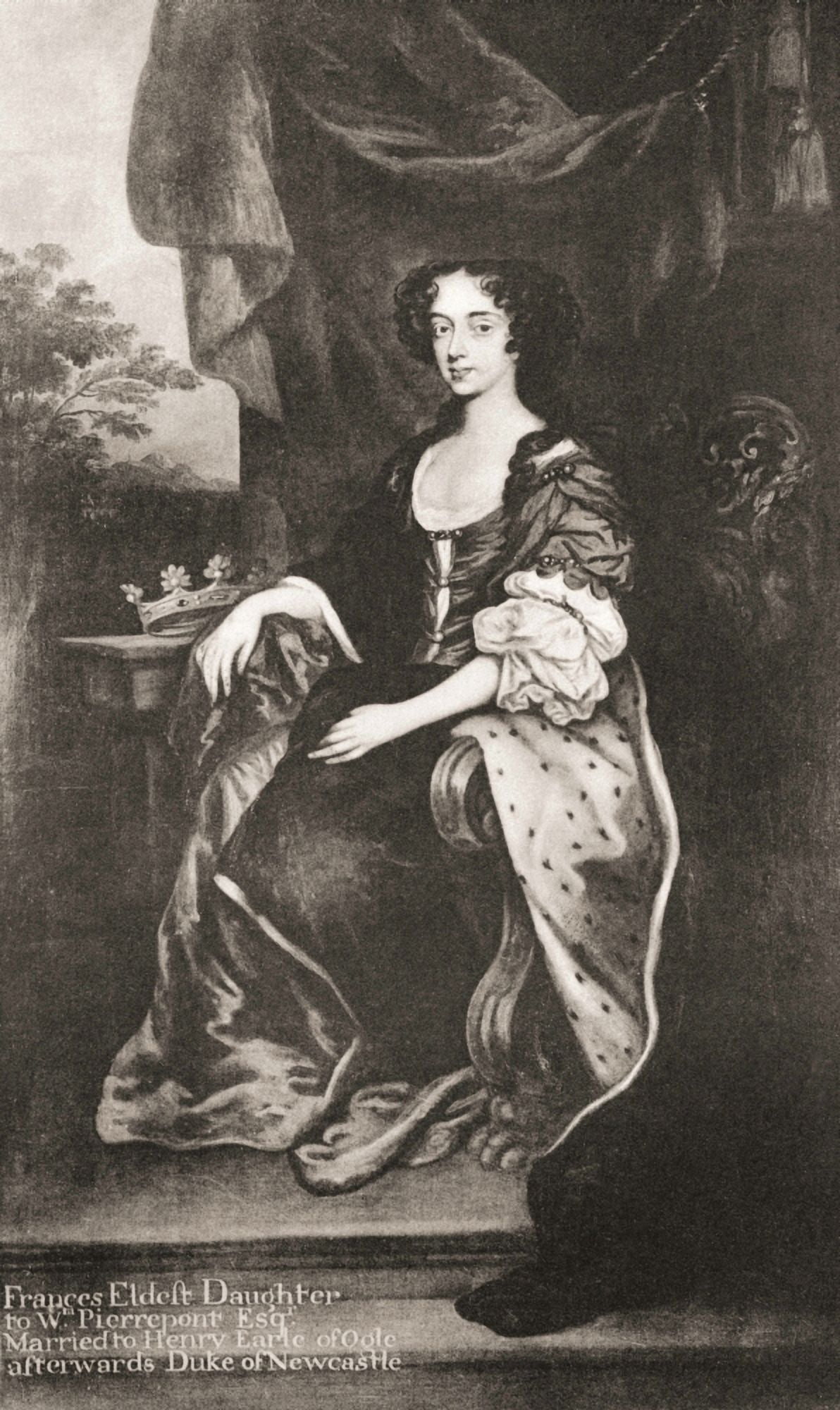 Frances Pierrepont nee Cavendish 1548 - 1632 Wife of Sir Henry Pierrepont 2nd Duke of Newcastle After a contemporary work Canvas Art - Ken Welsh Design Pics (20 x 36)
