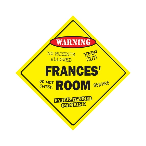 Frances' Room Sign Crossing Zone Xing | Indoor/Outdoor | 17" Tall kids bedroom decor door children's name boy girl