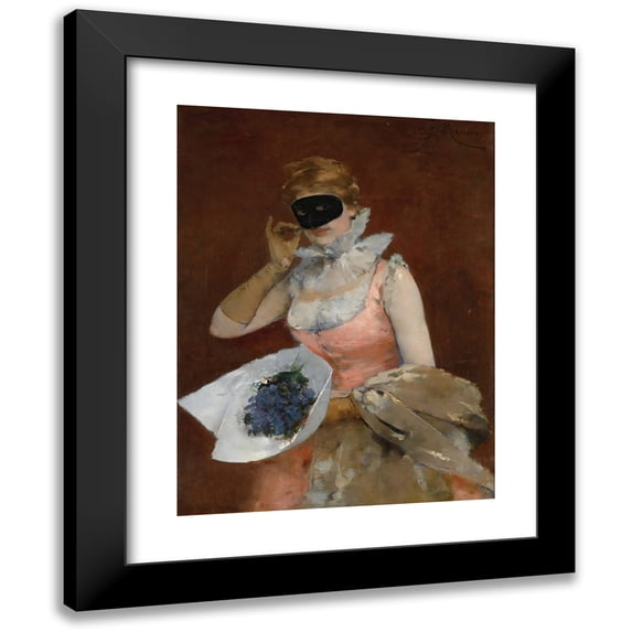Francesc Miralles i Galaup 19x24 Black Modern Framed Museum Art Print Titled - Woman with a Mask (The Masque)