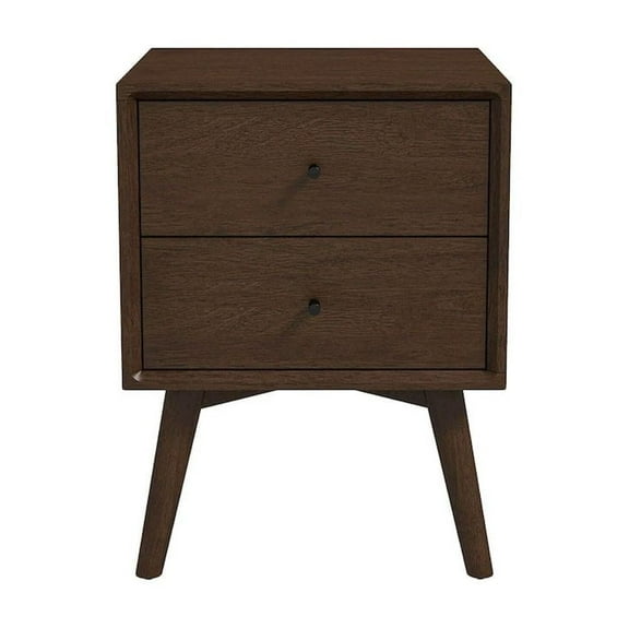 Francesca Mid Century Modern Walnut Nightstand Bed Side Tables with 2 Drawers