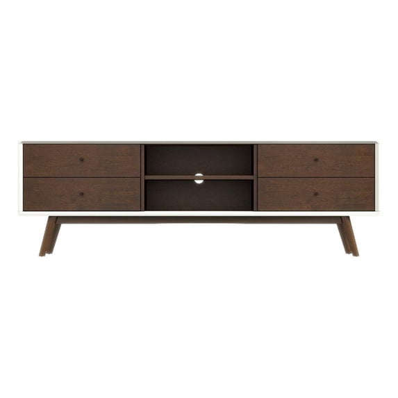 Francesca White Tv Stand With Solid Wood Frame TV Stand with 6 Storage Cabinet