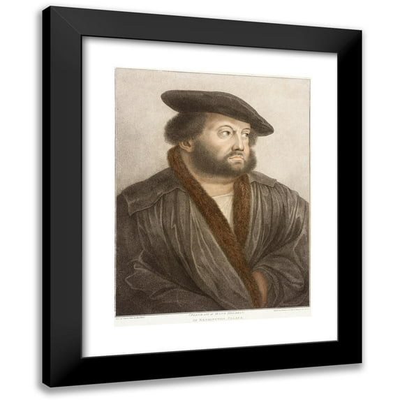 Francesco Bartolozzi 11x14 Black Modern Framed Museum Art Print Titled - Portrait of Hans Holbein at Kensington Palace (1798)