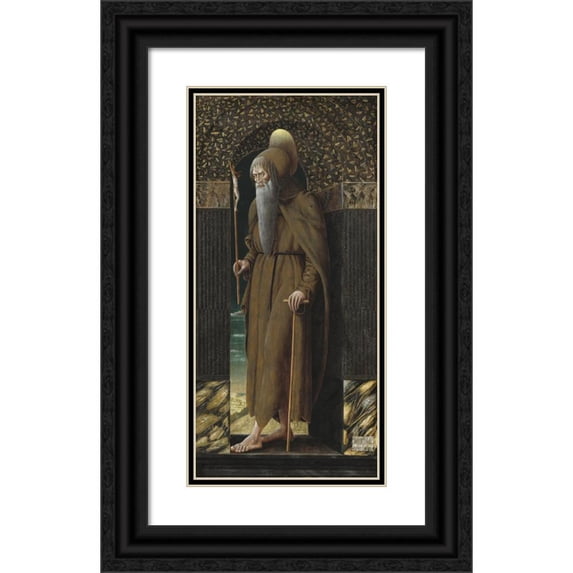 Francesco Benaglio 11x18 Black Ornate Wood Framed Double Matted Museum Art Print Titled - Saint Jerome (C. 1470-1475)