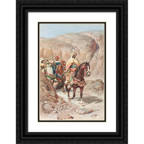 Francesco Coleman 17x24 Black Ornate Framed Double Matted Museum Art Print Titled: Riders on a Rocky Pass