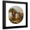 thumbnail image 1 of Francesco Guardi 12x14 Black Modern Framed Museum Art Print Titled - An Architectural Capriccio with Figures by a Ruined Arch, 1 of 5