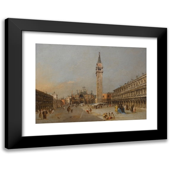 Francesco Guardi 14x11 Black Modern Framed Museum Art Print Titled - The Piazza San Marco with the Basilica and Campanile