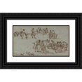 thumbnail image 1 of Francesco Guardi 18x11 Black Ornate Wood Framed Double Matted Museum Art Print Titled - Studies for Groups of Walking Dressed Figures (1712-93), 1 of 5