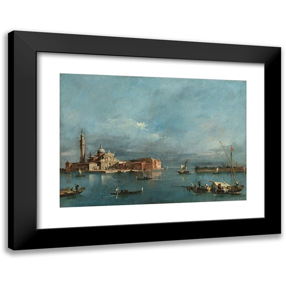 Francesco Guardi 18x14 Black Modern Framed Museum Art Print Titled - San Giorgio Maggiore, with the Punta Del Giudecca