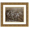 thumbnail image 1 of Francesco Hayez 14x12 Gold Ornate Wood Frame and Double Matted Museum Art Print Titled - Dispute Over the Body of Patrocles, 1 of 4