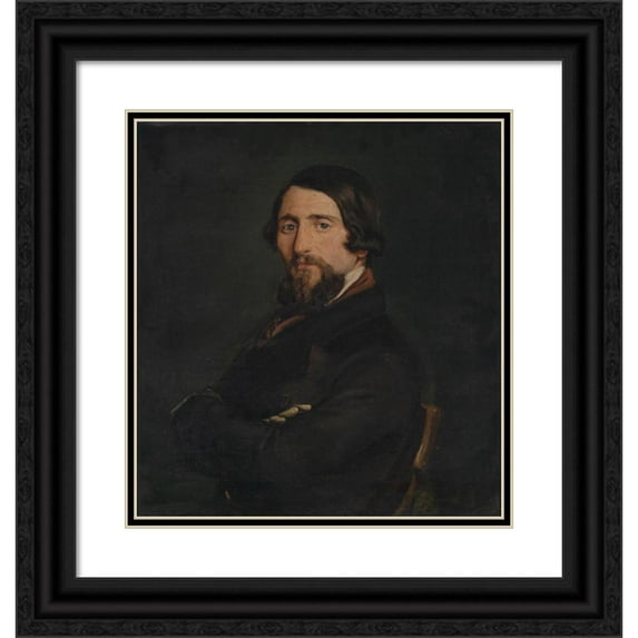 Francesco Hayez 15x16 Black Ornate Wood Framed Double Matted Museum Art Print Titled - Portrait