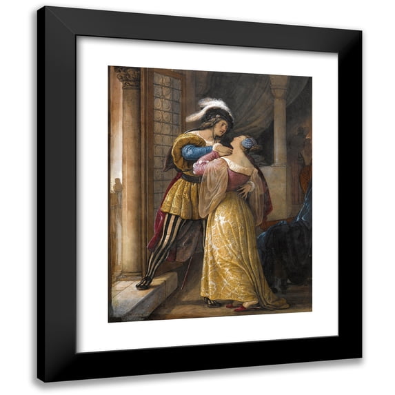 Francesco Hayez 15x18 Black Modern Framed Museum Art Print Titled - Romeo and Juliet