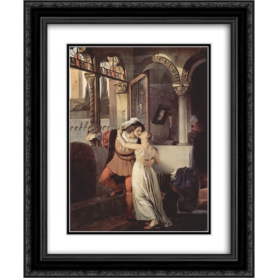 Francesco Hayez 2x Matted 20x24 Black Ornate Framed Art Print 'The last kiss of Romeo and Juliet'