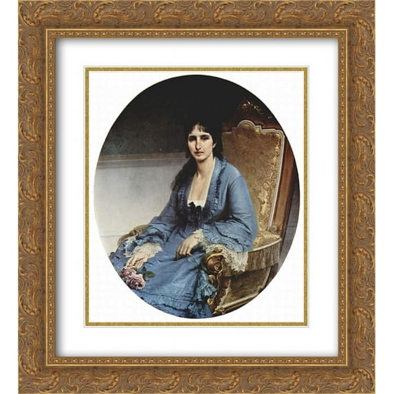 Francesco Hayez 2x Matted 20x24 Gold Ornate Framed Art Print 'Portrait of Antoniet Negroni Prati Morosini'